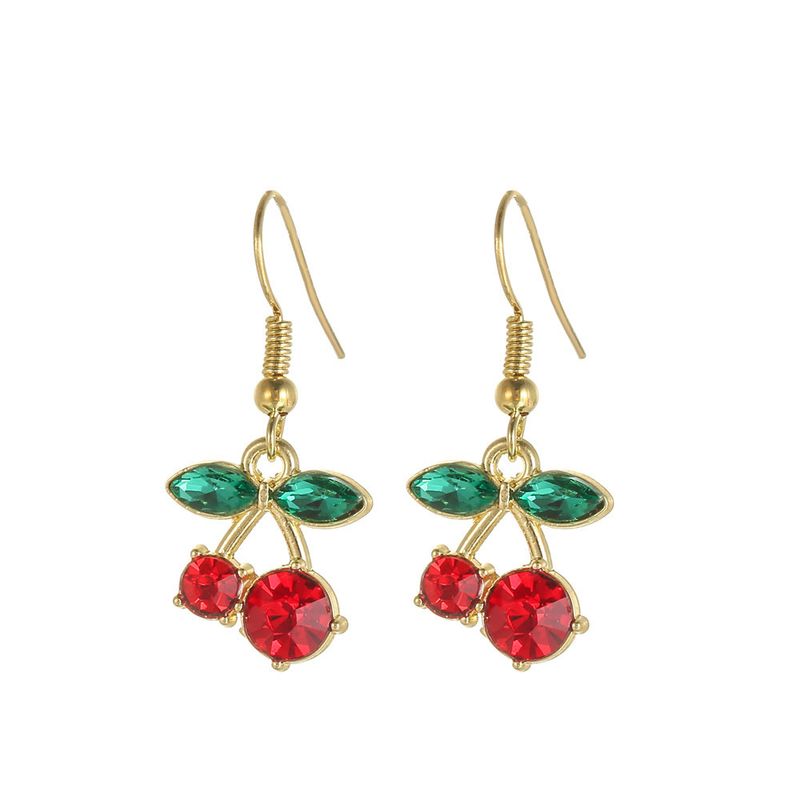 Ensemble de bijoux pour femmes, boucles d'oreilles tendance, motif dessin animé, goutte d'huile, fruits, animaux, géométriques, diamants, cerises_voghion.com