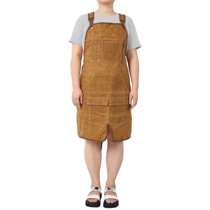 Long Heavy Duty Waxed Canvas Tool Apron Carpenter Aprons Woodworking Aprons Carpenters WaterResistant 18 Oz Fully Adjustable To_voghion.com