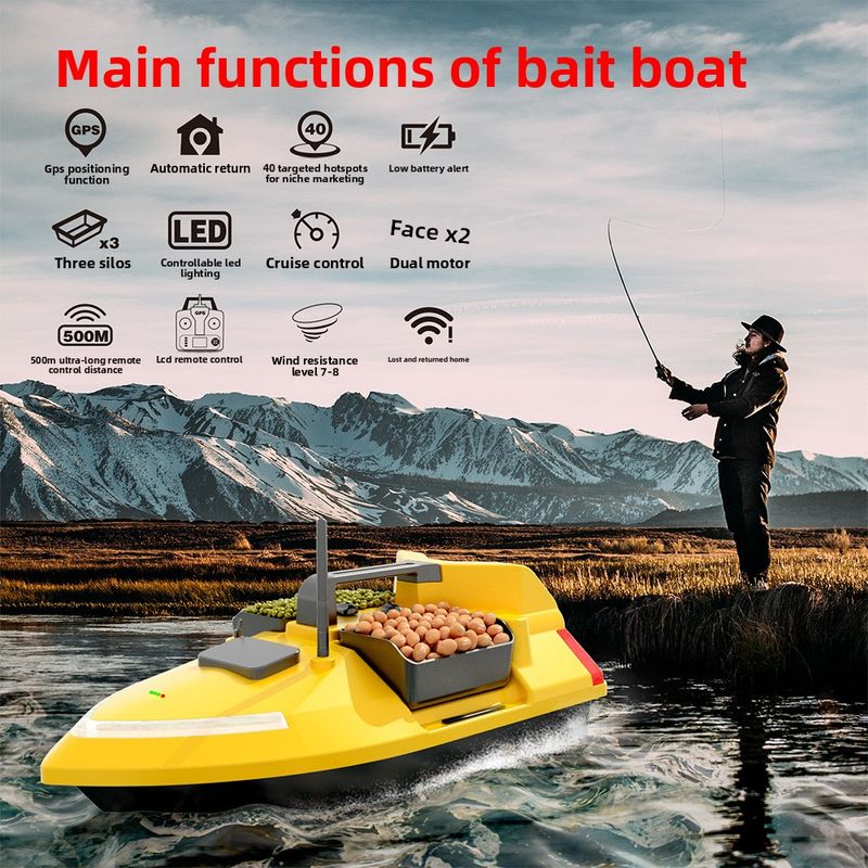 500m GPS Nesting Night Light Motor Three-Chamber 40-Point Positioning Fishing Boat Yellow Remote Control High-Speed Long_voghion.com
