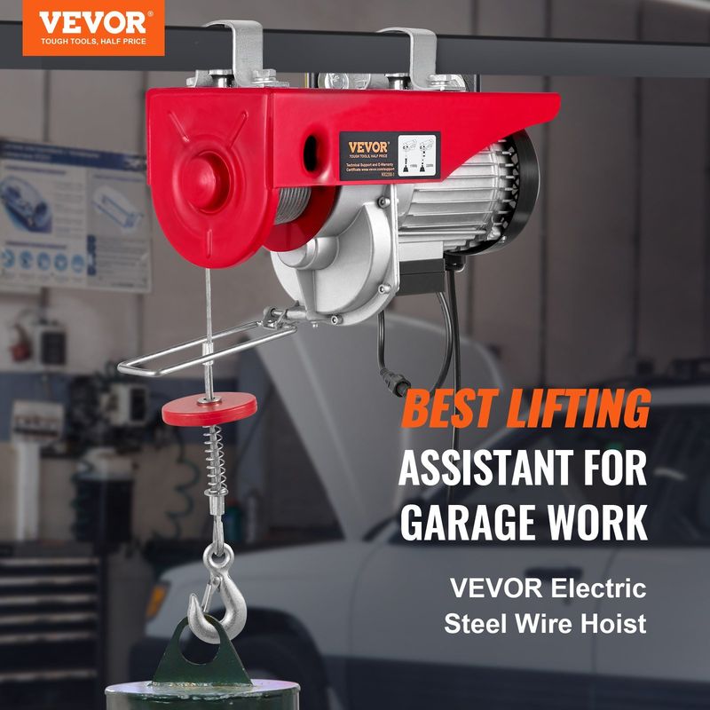 VEVOR Electric Hoist, 2200 lbs Lifting Capacity, 1600W 110V Electric Steel Wire Winch with Wireless Remote Control, 40ft Single Cable Lifting Height &_voghion.com