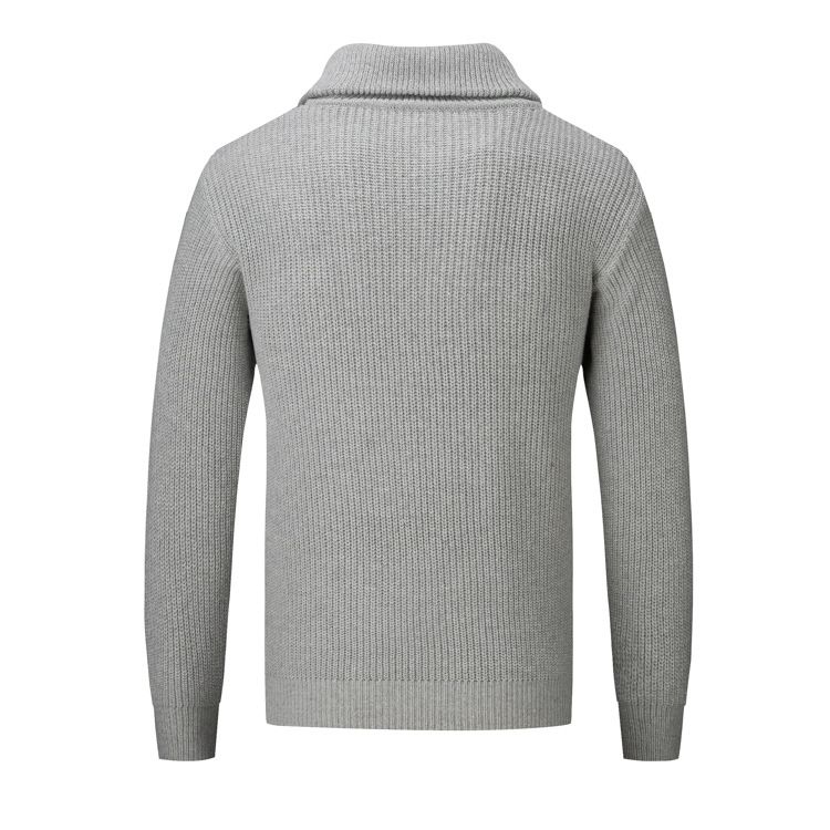Herrenbekleidung halbhoher Kragen Reißverschlusspullover Herren Herbst und Winter koreanische Version lose High-End-einfarbige Strickpulloverjacke Top_voghion.com