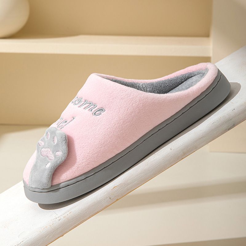 Comode pantofole in cotone felpato per uomo e donna, pantofole da casa antiscivolo con grazioso design a forma di gatto portafortuna, calde e confortevoli per inverno, autunno e primavera._voghion.com