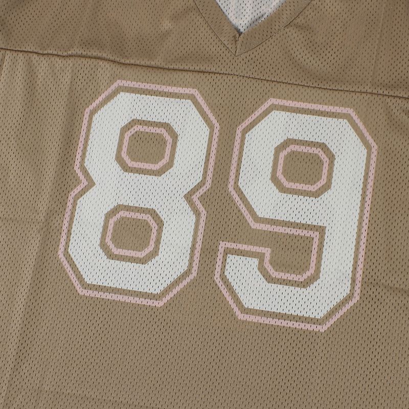 Dameskleding Splicing Letter Printing Losse Sport Stijl Jersey Korte Mouw T-shirt_voghion.com