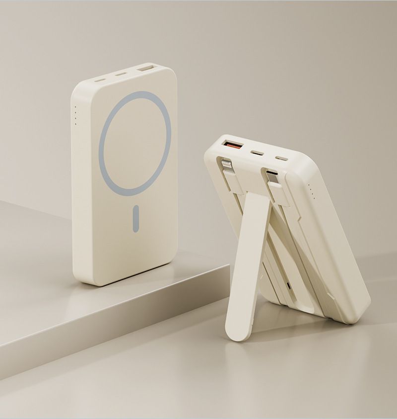 Power Bank con ricarica superveloce da 22,5 W - 20000 mAh con ricarica wireless magnetica da 15 W e cavo e supporto integrati_voghion.com
