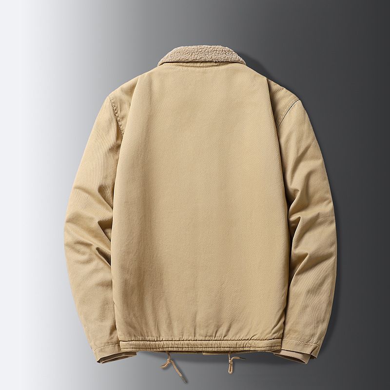 2024 Lamb For Men's Winter Thick With Plush Cotton Jacket N1 Navy Deck Suit 1855_voghion.com