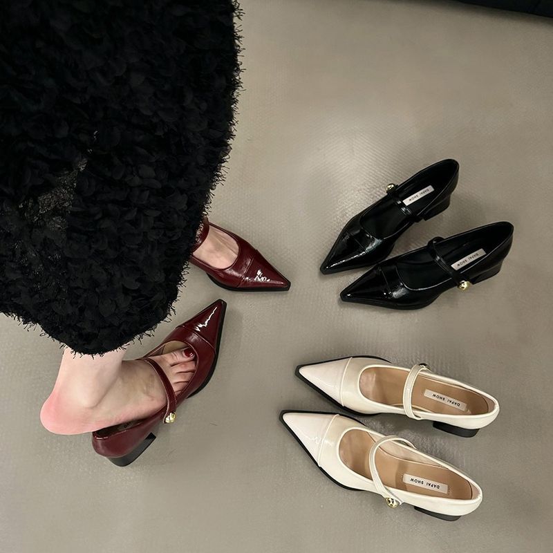 Scarpe con tacco grosso Mary Jane da donna, nere, stile coreano, autunno inverno, di alta qualità, piccole scarpe in pelle_voghion.com