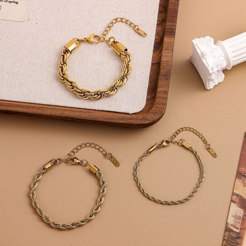 Bracciale intrecciato in rilievo a doppio strato placcato oro Zhenmang INS con anello semplice e personalità circolare elettroplaccato per uomo e donna_voghion.com