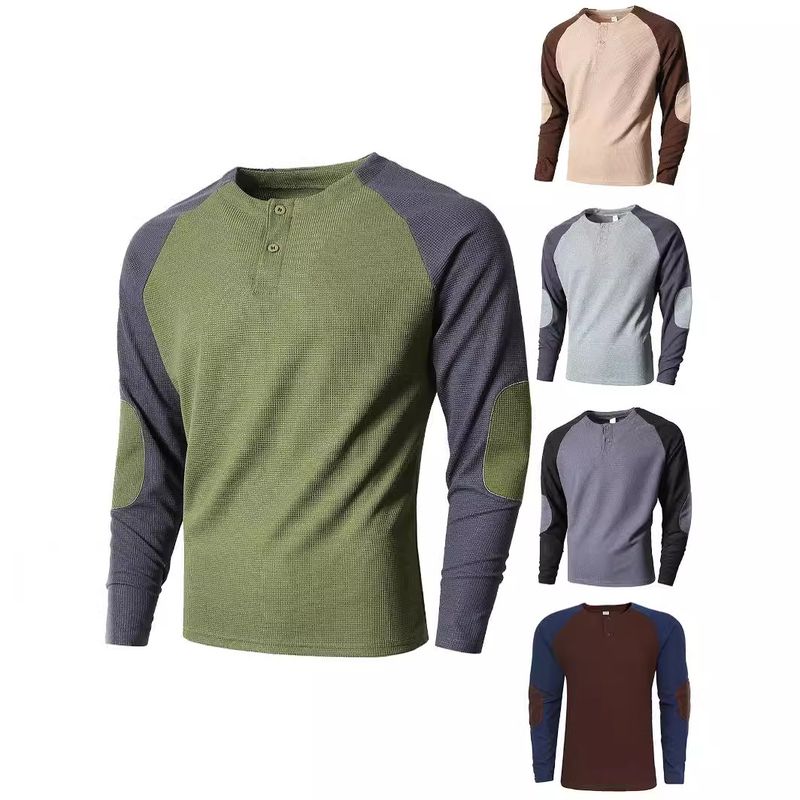 Felpa con cappuccio a blocchi di colore a quadri tinta unita, scollo tondo da uomo, fitness, sport, moda, tempo libero, primavera e autunno_voghion.com