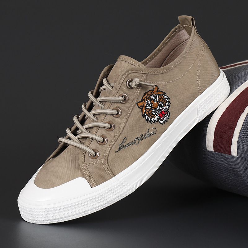 Scarpe da ginnastica casual classiche ricamate basse in tela lucida, con ombrello in seta ghiacciata, traspiranti, con lacci e suola morbida, Euro Step_voghion.com