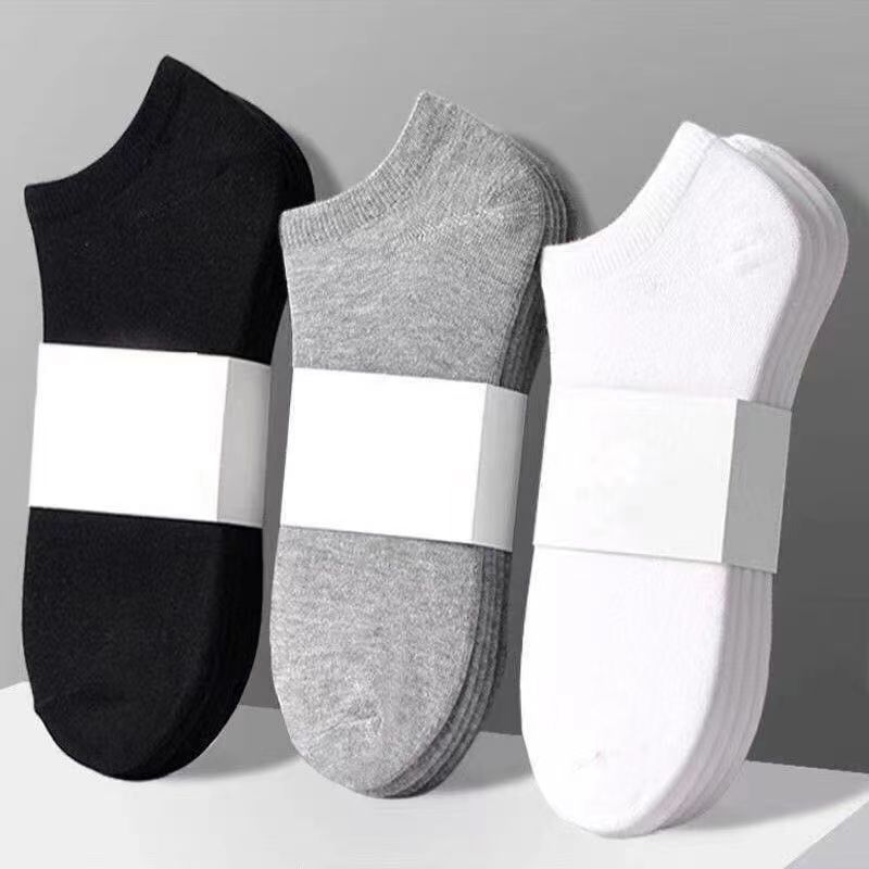 2025d Men's Sports Solid Color Short Boat Invisible Summer Thin Low Cut Black Socks_voghion.com