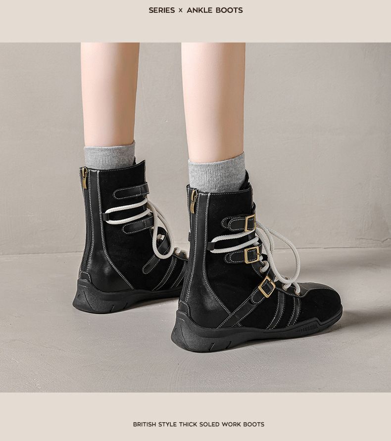 Frauen Boxstiefel Augu Shiden Boxen für Frauen 2025 Neue Herbst Winter Dicke Sohle Melard Mid-Calf Wtern Kurze Stiefel High-Top Training_voghion.com