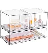 Vtopmart 4-teilige transparente stapelbare Schublade, 4,4 Zoll hohe Acryl-Badezimmer-Make-up-Box, Kunststoffbox geeignet für_voghion.com