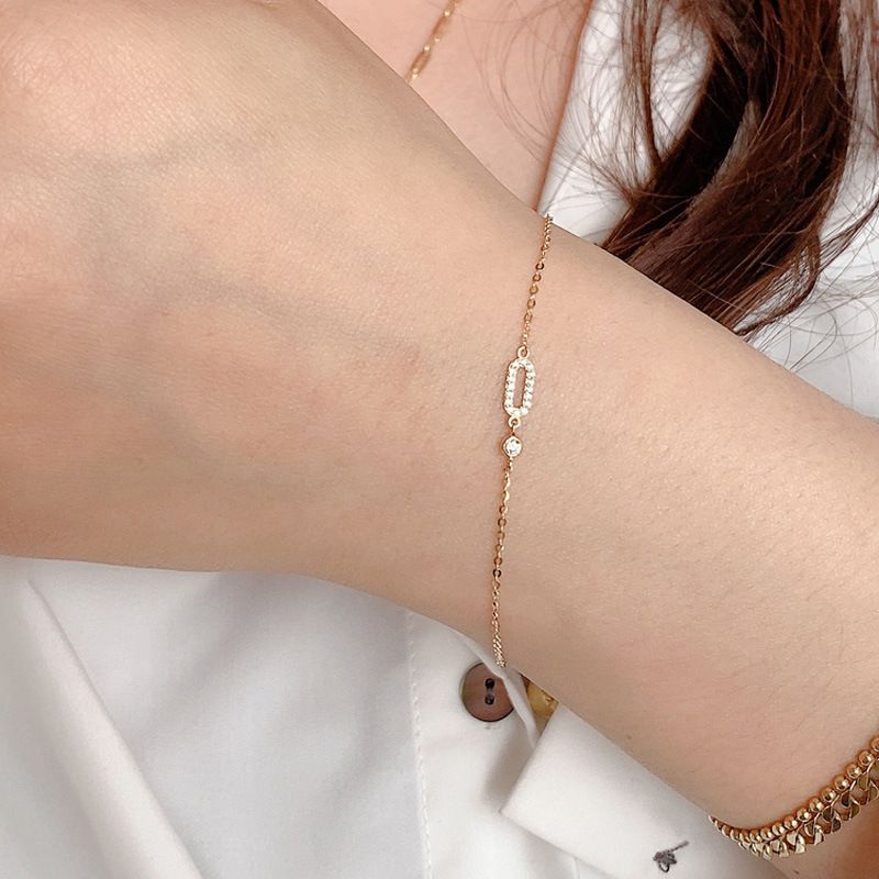 Bracciale da donna con diamanti placcati in argento sterling S925 14K, geometrico, lungo, leggero, di alta qualità, versatile, in stile Ins._voghion.com