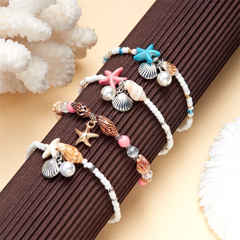 Hot Selling Bohemian Style Starfish Shell Conch Seed Bead Summer Beach Vacation Bracelet_voghion.com