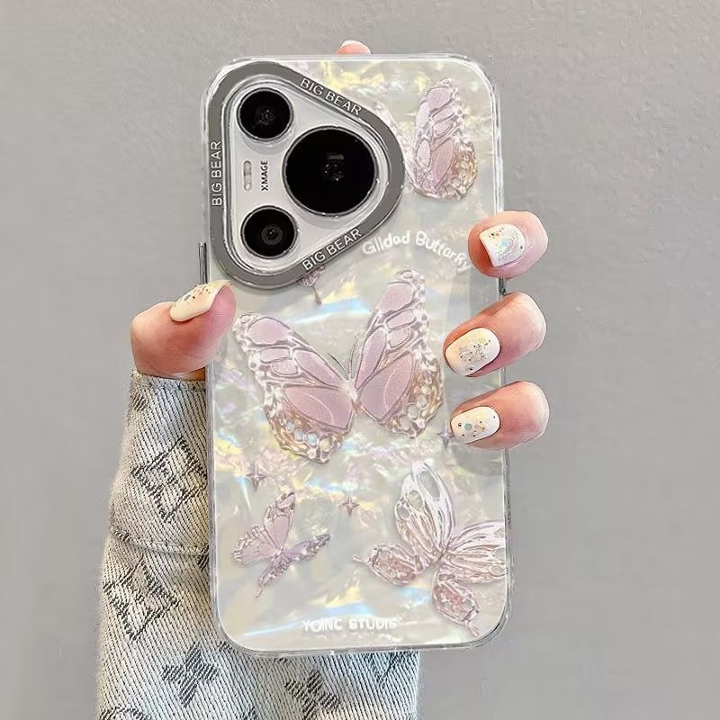 Custodia rigida TechGlobe con motivo a farfalla compatibile con iPhone 17 Max, copertura completa, 15 Pro, 14/13_voghion.com