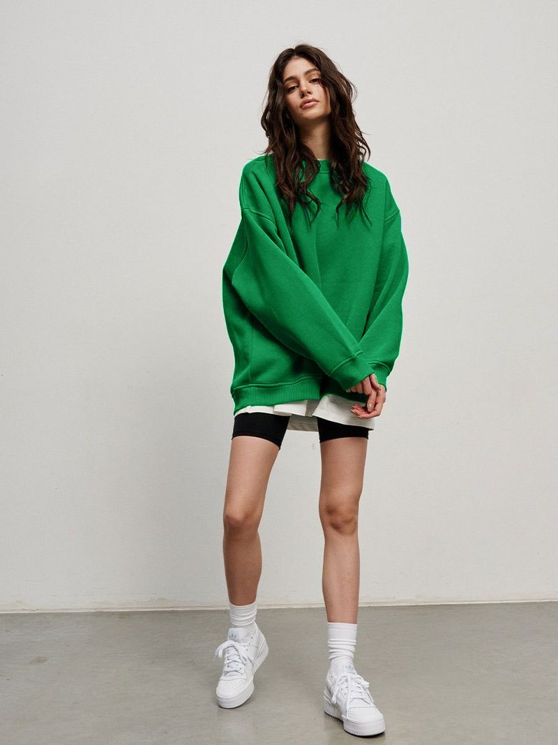 Robe femme col rond sweat à capuche ample femme_voghion.com