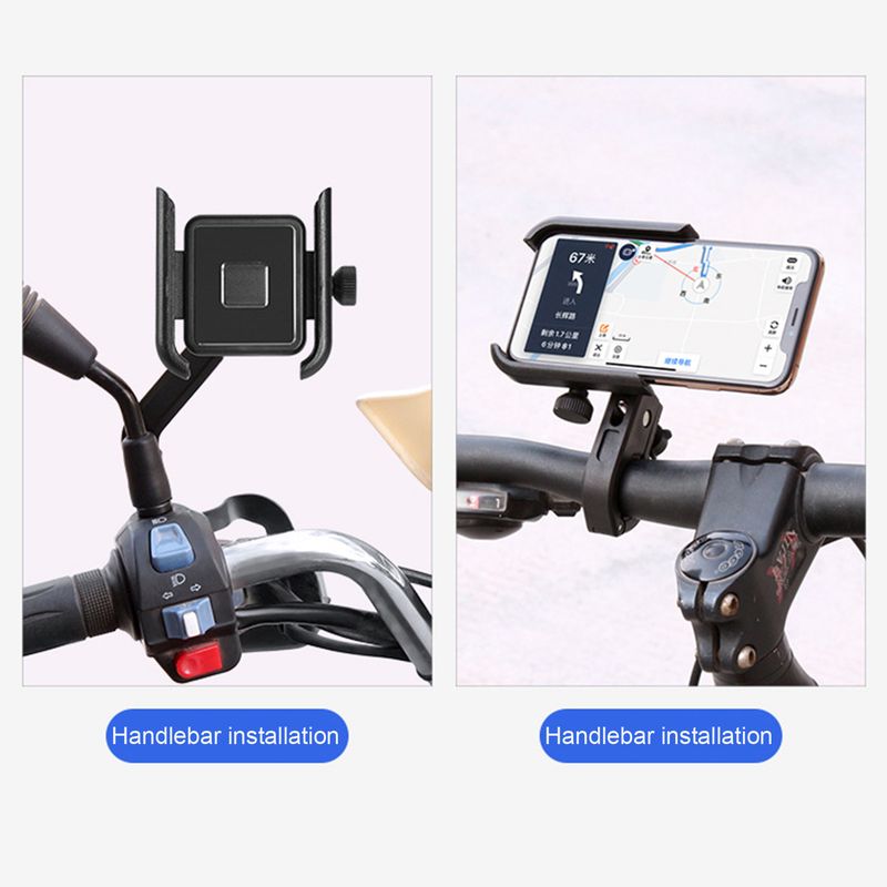 Kunjiuyou telefonställ stabilt vridbart aluminiumlegering Motorcykel Cykeltelefonhållare för navigering-svart styretyp_voghion.com