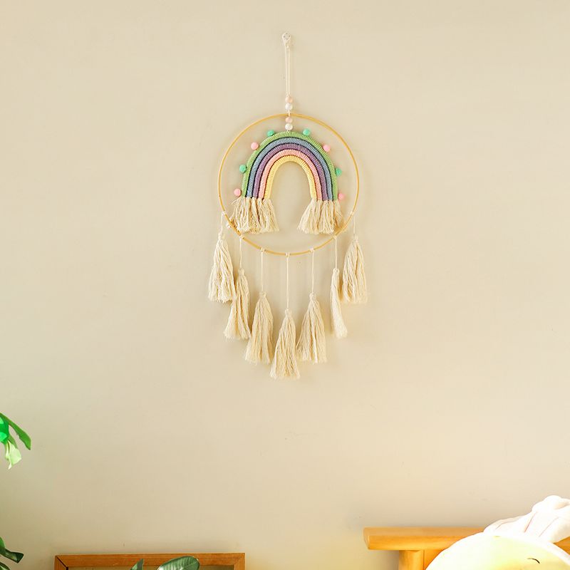Boheemse souvenir handgeweven kwast regenboog wandtapijt eenvoudig huis woonkamer wandhanger_voghion.com