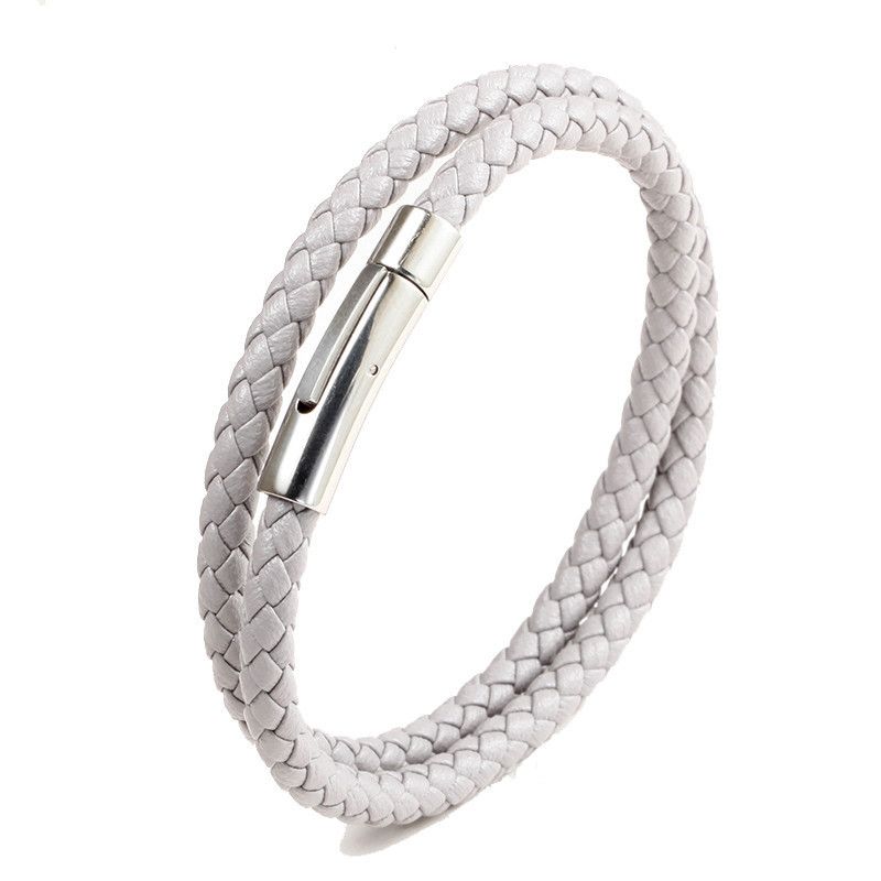 Neues Edelstahl-Lederarmband mit Doppelschlaufe_voghion.com