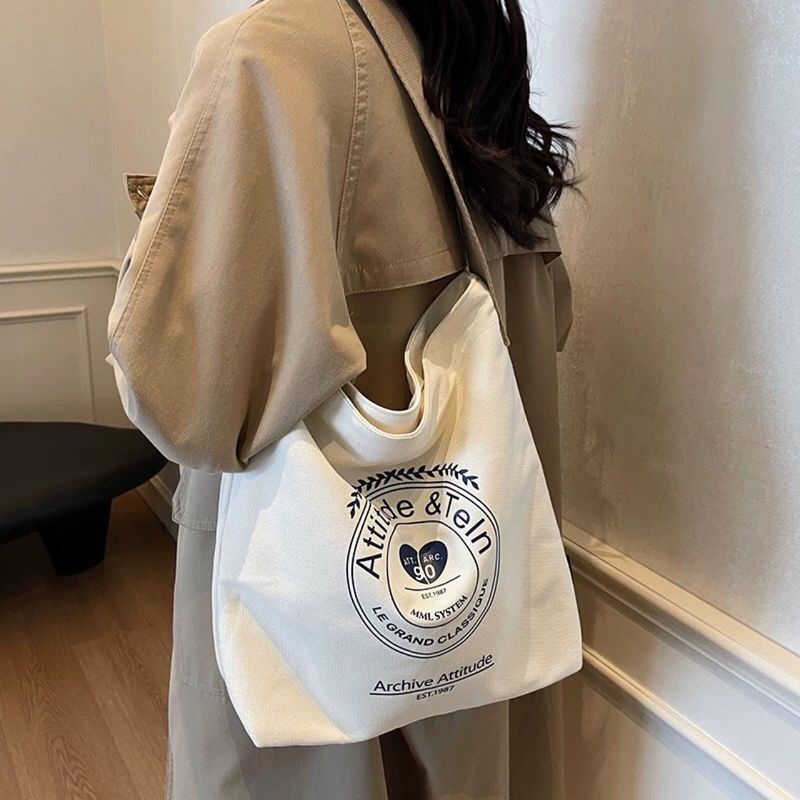 Canvas For Women Large Capacity 2025 New Spring Summer Casual Shoulder Crossbody Trendy Bucket Bag_voghion.com