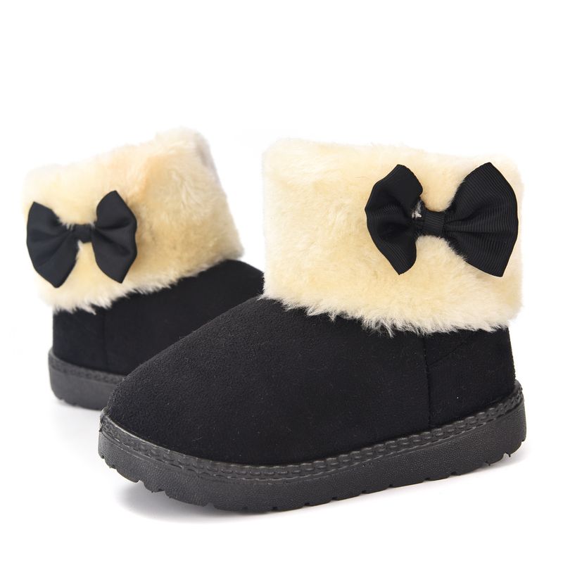 Winter-Schneestiefel für Kinder – warme, mit Fleece gefütterte, wasserdichte Schneestiefel für Jungen und Mädchen, rutschfeste Gummisohle, kuscheliges Obermaterial aus Wildleder (Schwarz, Beige, Braun)_voghion.com