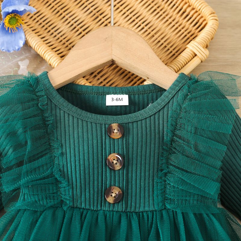 2024 Cute casual solid color mesh jumpsuit for infants and young girls_voghion.com