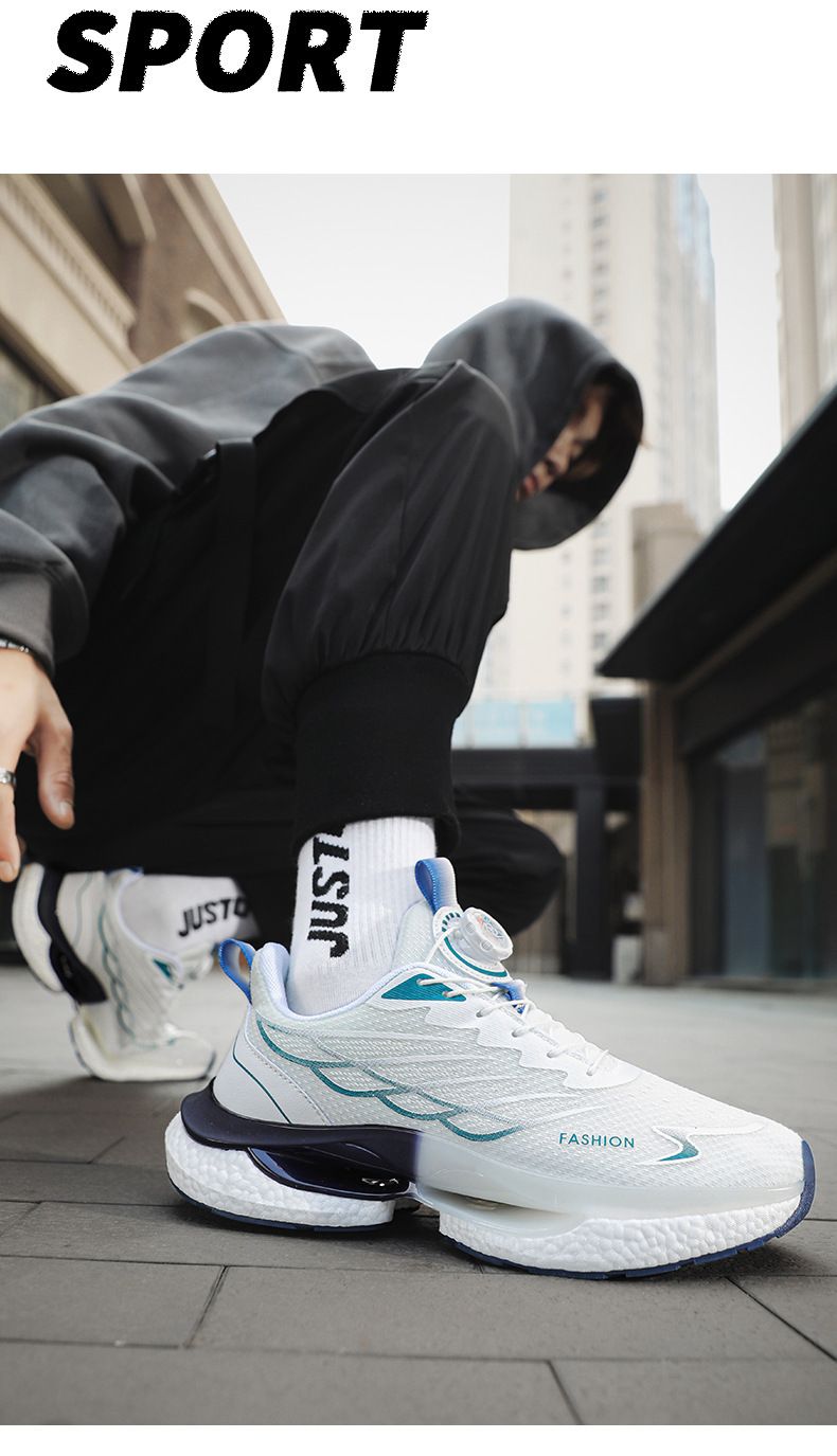 Nuove scarpe da corsa con pulsante rotante per uomo Scarpe da corsa ammortizzate popcorn con suola spessa e traspirante_voghion.com