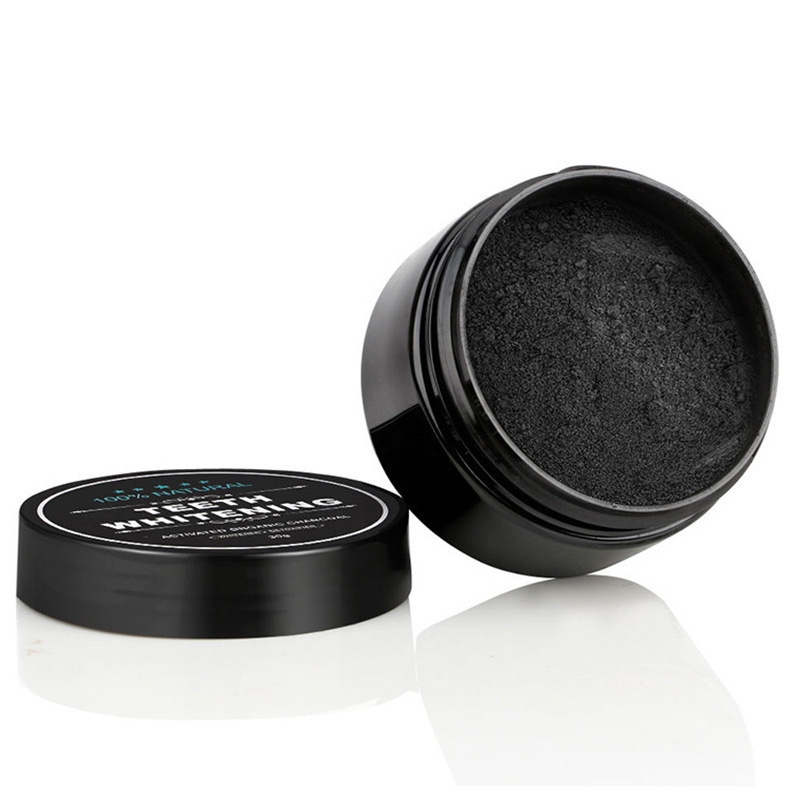 Convenient Coconut Shell For Oral Cleaning, Bamboo Charcoal Black Powder, Activated Carbon Tooth Powder Toothpaste_voghion.com