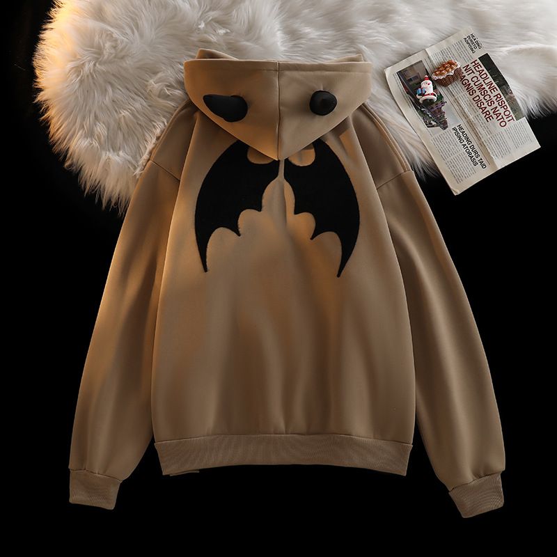 Cardigan con cappuccio in corno di mucca ricamato in asciugamano, da donna, autunno inverno, nuovo stile, ampio e morbido, spesso, con cappuccio caldo_voghion.com