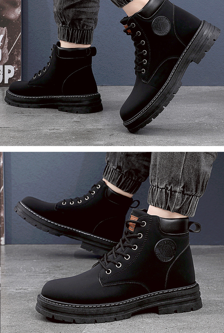 2023 nova moda clássica masculina de outono, durável, à prova d'água, botas martin de cano alto com fundo macio, antiderrapante_voghion.com