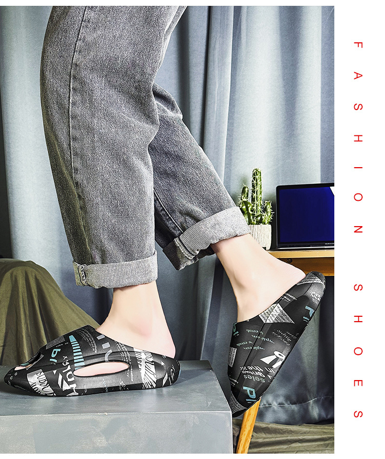 Sommer Straße Trendy Hausschuhe Fisch Mund EVA Zwei Farbe Dicke Unterseite Tritt Auf Scheiße Gefühl Sandalen Outdoor Erhöhen Strand Schuhe Männer_voghion.com