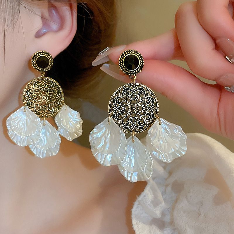 Orecchini pendenti in argento con fiocco elegante ultra immortale, fiore, luce francese, lusso, moda, stile letterario, dolci e versatili_voghion.com