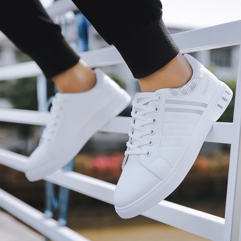 Spring New Korean Style Trendy Fashion White Sneakers Versatile Casual Sports Men's Student Board Shoes_voghion.com