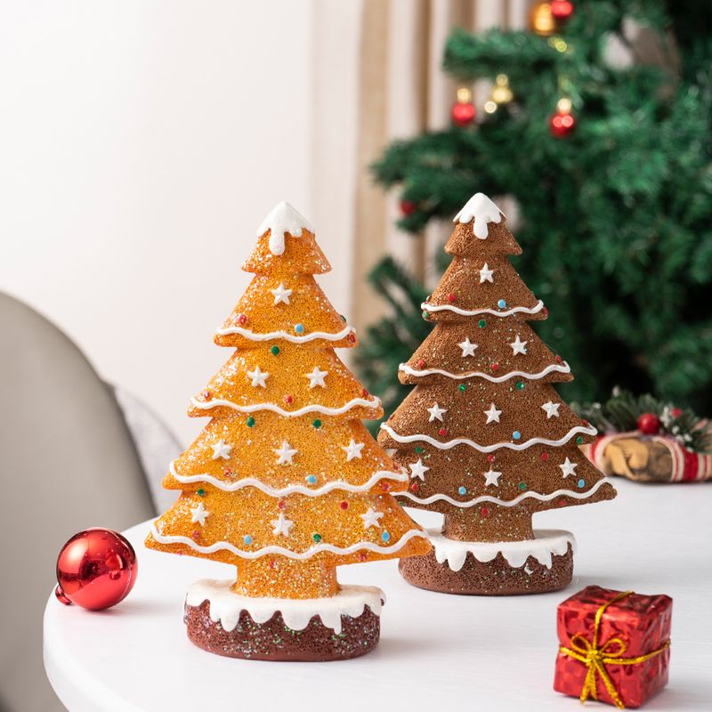 Gingerbread Christmas Tree Model Scene Decoration, Home Desktop Resin Craft Ornament For Holiday Display_voghion.com
