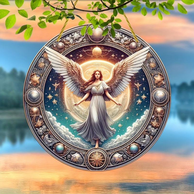 8in Holy Angel Suncatcher - Clear Acrylic Christian Decor For Wreaths, Windows & Doors - Elegant Holiday Gift_voghion.com