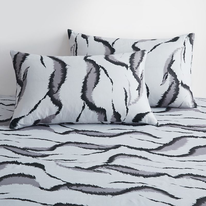 Copripiumino con stampa fronte-retro, motivo zebrato grigio e bianco nero, set di biancheria da letto per la casa, tre pezzi_voghion.com