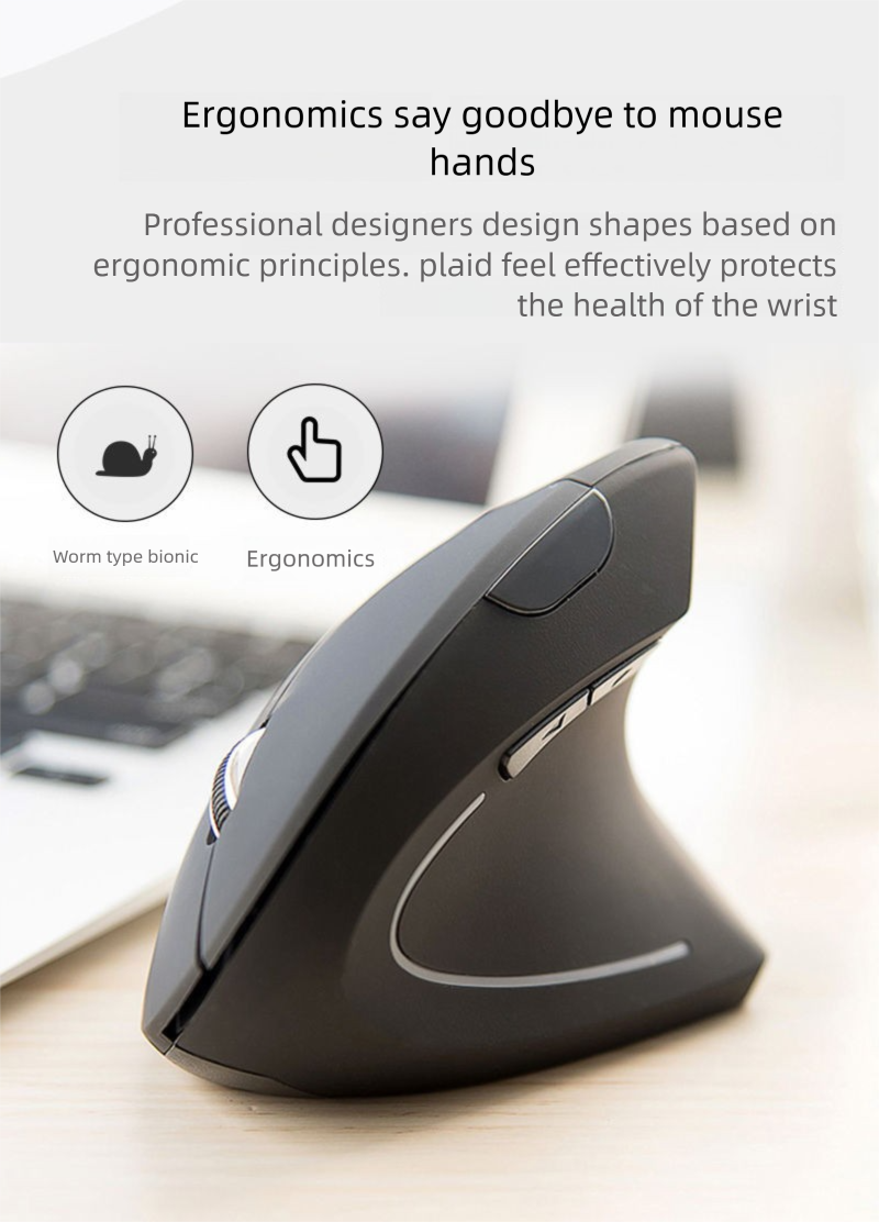 5th Generation Silent 2.4G Wireless Vertical Ergonomic Suitable For Large Hands Wired Model Upright Right-Handed Mouse_voghion.com