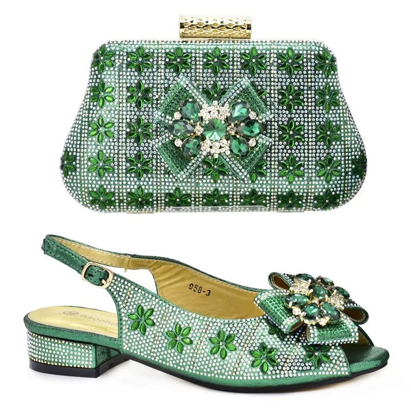 Party with high heel broken diamond round head fish mouth sandals with diamond bow decorated dinner clutch_voghion.com
