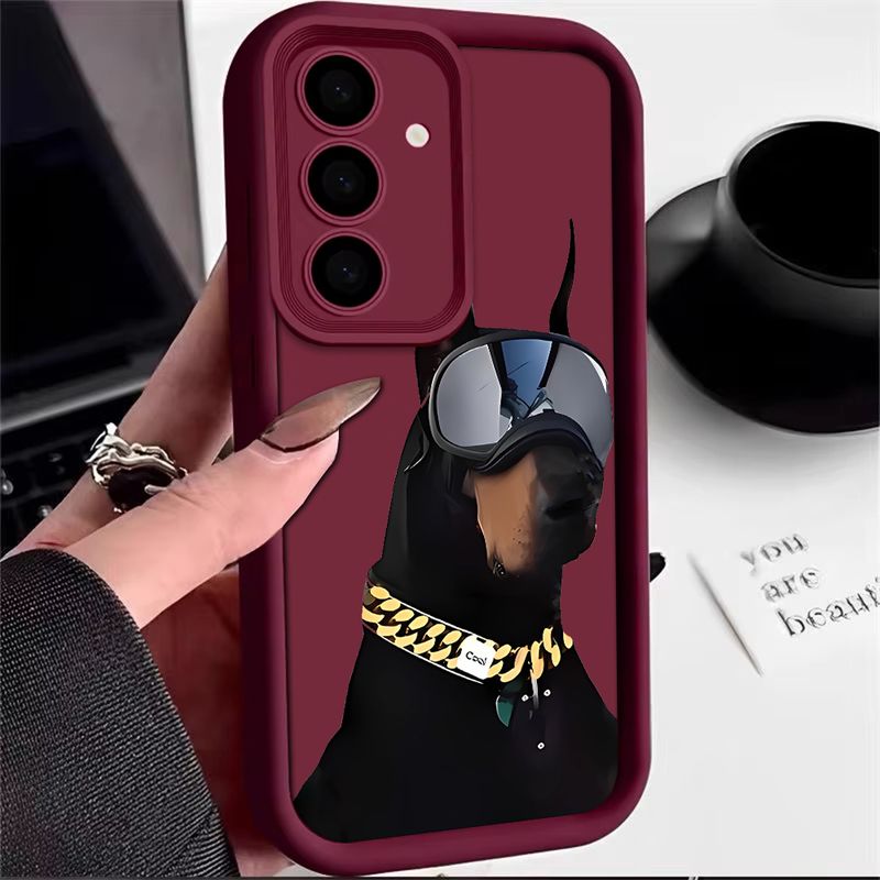 Juokingas šuns telefono dėklas, skirtas „Samsung Galaxy S25 S24 S23 S22 S21 S20 Ultra FE A55 A35 15 A25 Note 20 Plus 5G“ silikoniniam minkštam dangteliui_voghion.com