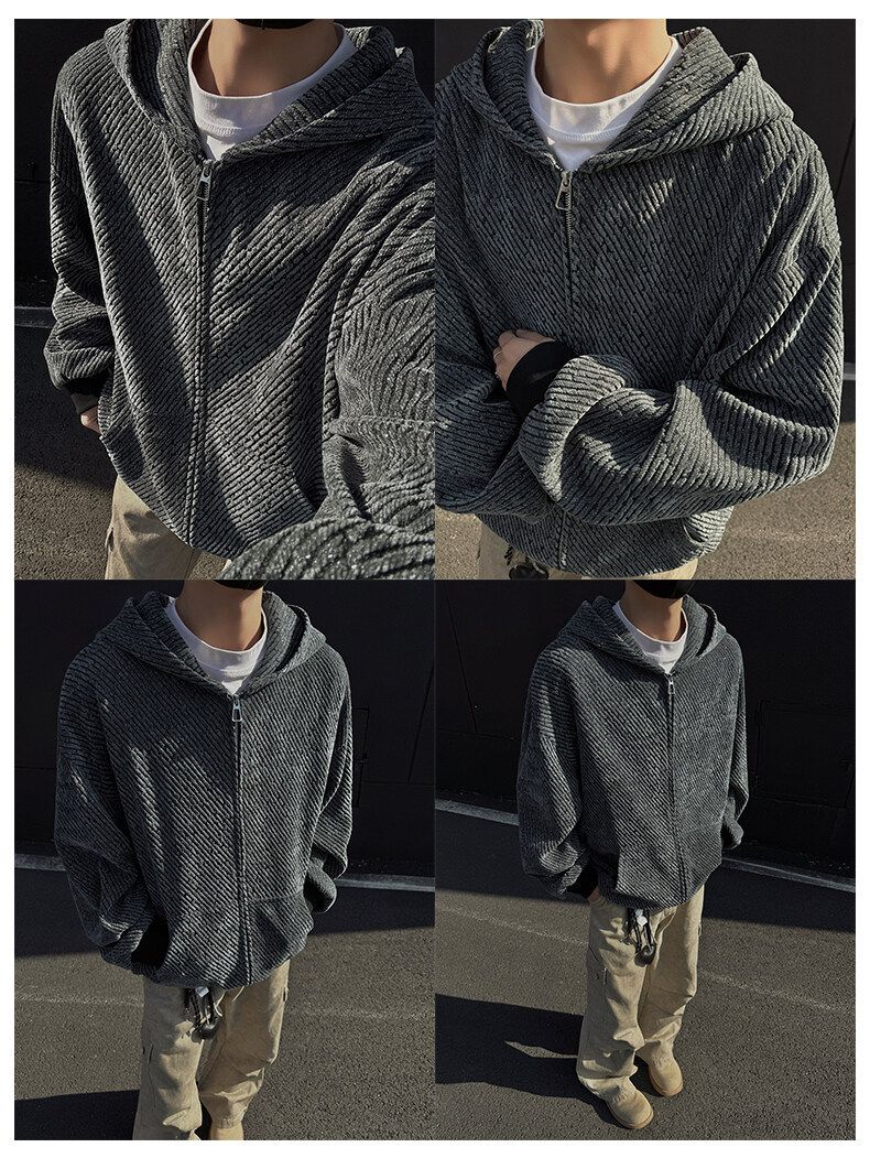 Cleanfit Zip-Up Hoodie voor heren – Vintage-geïnspireerd oversized sweatshirtjack voor casual streetwear_voghion.com