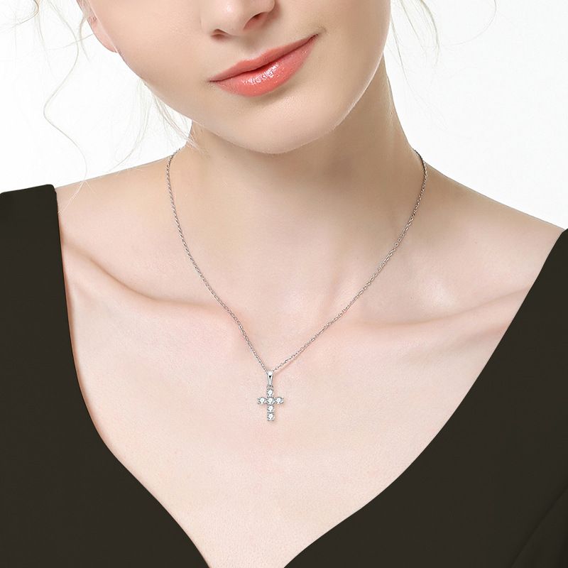 Classico ciondolo Mosan in argento puro placcato oro collana con croce alla moda_voghion.com