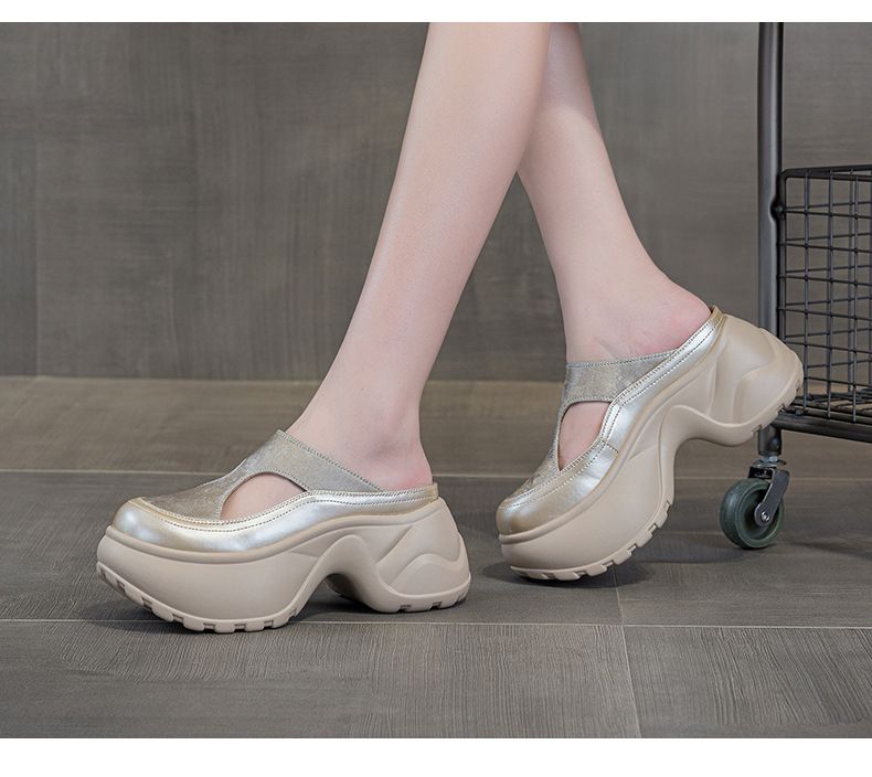 Small Thick-soled Bag Head Slippers Female One Pedal Lazy Wear Casual Versatile Cool Slippers_voghion.com