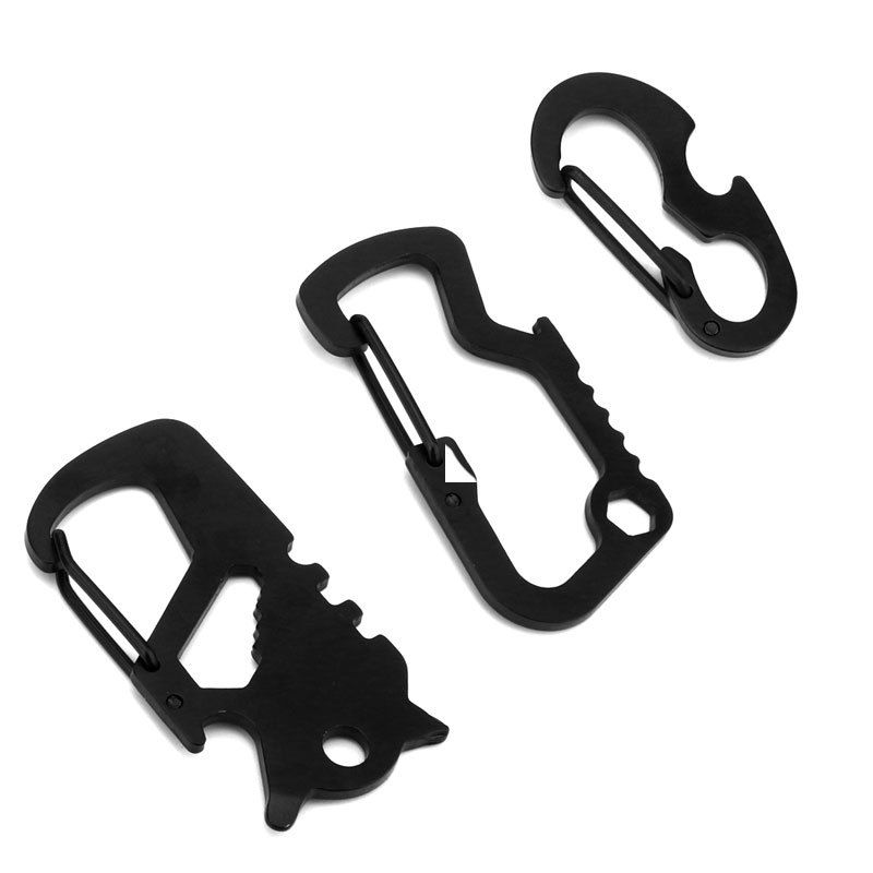 Portable EDC Tool Outdoor Multi-Hole Carabiner Multifunctional Stainless Steel Mini Keychain Camping Gadget_voghion.com