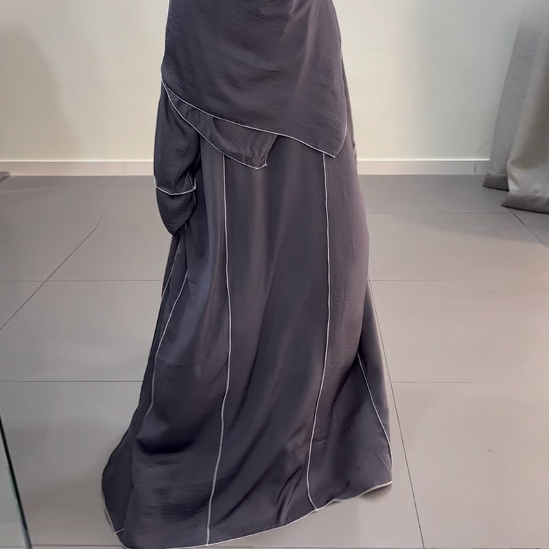 Dameklær Dubai Tyrkia Dubai Ensfarget Hooked Cardigan Plus Innerkjole Lr692_voghion.com