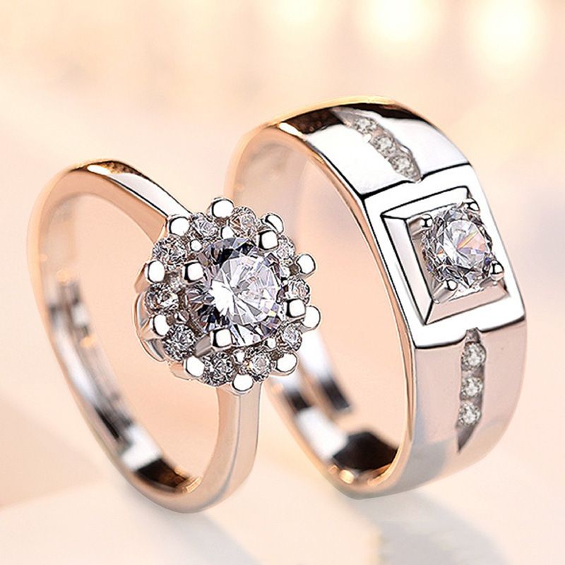 Paarring Weißgold Paarring Festivalschmuck Einfaches Valentinstags-Geburtstagsgeschenk_voghion.com