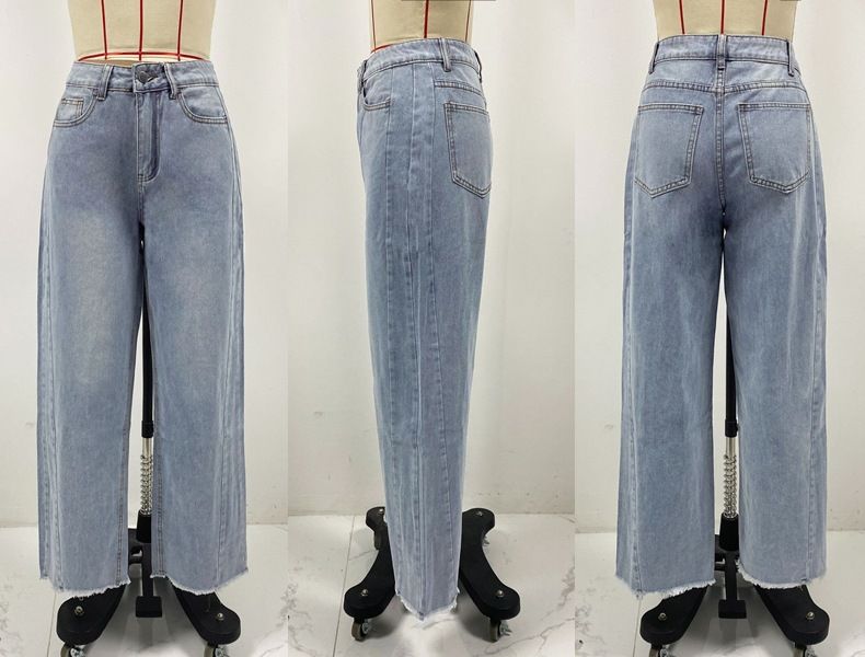 Nuovi pantaloni larghi e dritti casual lavati con gamba larga in magazzino_voghion.com