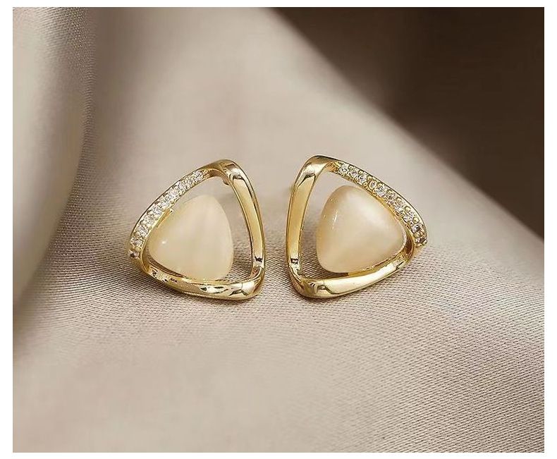 Orecchini a bottone in opale con design di nicchia di alta qualità, orecchini geometrici alla moda per le donne_voghion.com