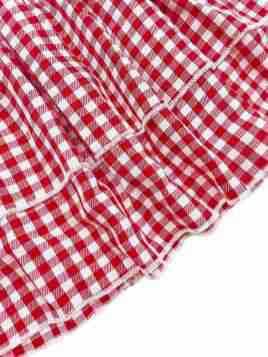 Gonna a quadri rossi e bianchi con orlo arricciato – Minigonna estiva casual (S/M/L/XL/XXL, poliestere, leggermente elasticizzata)_voghion.com