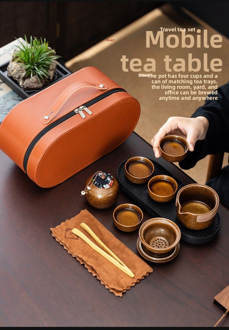 Set Small Portable Quick Tea Cup Outdoor Camping Travel Teapot Teacup One Pot Two Cups_voghion.com