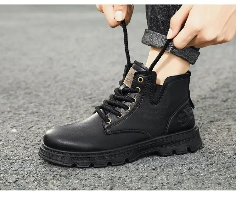 Knöchellange kurze Schaftschuhe für Herren, braune Booties, schwarze Herrenstiefel, Y2k-Angebot im Angebot, Retro, günstig, trendig, 2025, neue Angebote_voghion.com